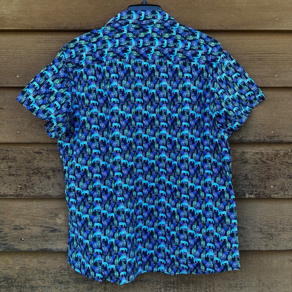 Marc Anthony Blue Zebra Luxury Button Down Mens Shirt Size XXL - Picture 3 of 11